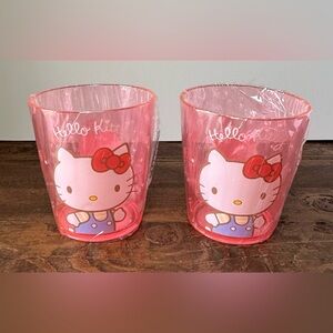 Sanrio Hello Kitty Cups -Two‎ Platic Glasses 260ml Daiso Japan.